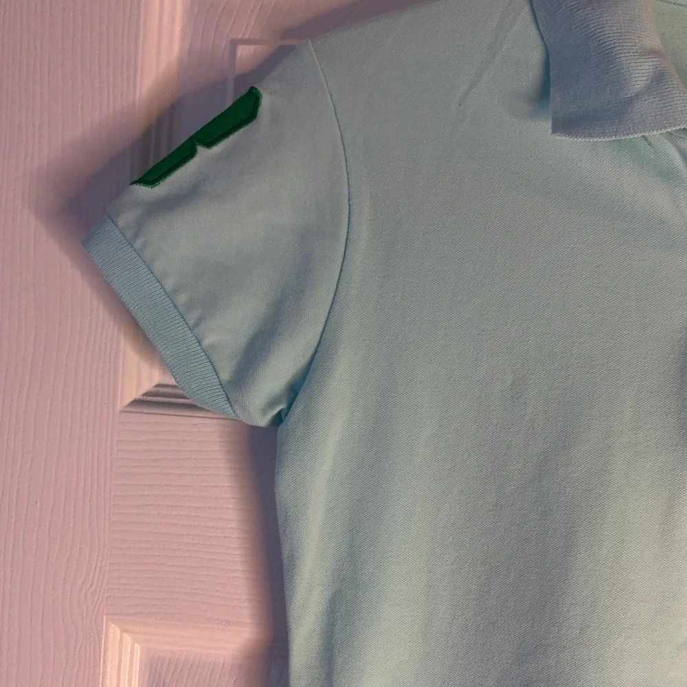 Ralph Lauren Girls Aqua Polo Shirt with Large Logo size Large